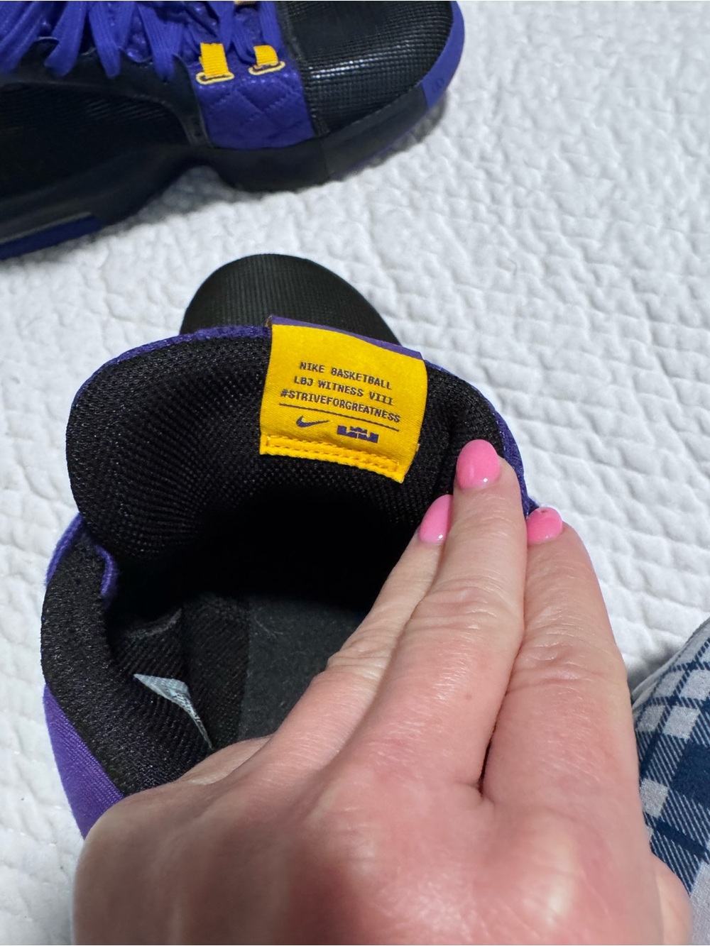 Nike Kids Black, Purple & Yellow Basketball Sneakers - Picture 6 of 6